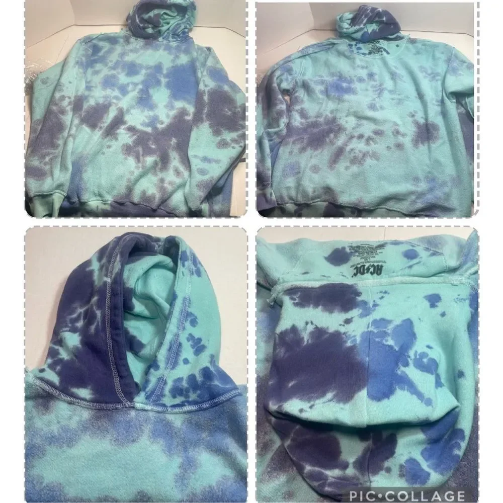 BNWT ACDC FOR THOSE ABOUT TO ROCK UK TOUR 1982 TIE DYE HOODIE MENS/UNISEX L/XL - Picture 14 of 16